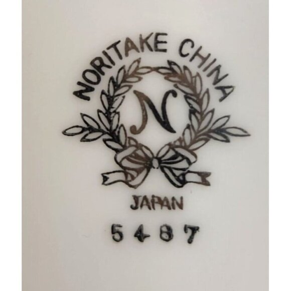 Noritake China Silvine 5487 Large Serving Platter Green Gold Flowers Silver Trim - Picture 7 of 13